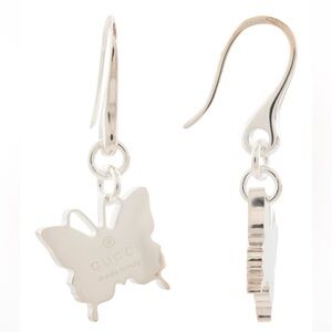 GUCCI Made In Italy Sterling Silver Trademark Butterfly Earrings